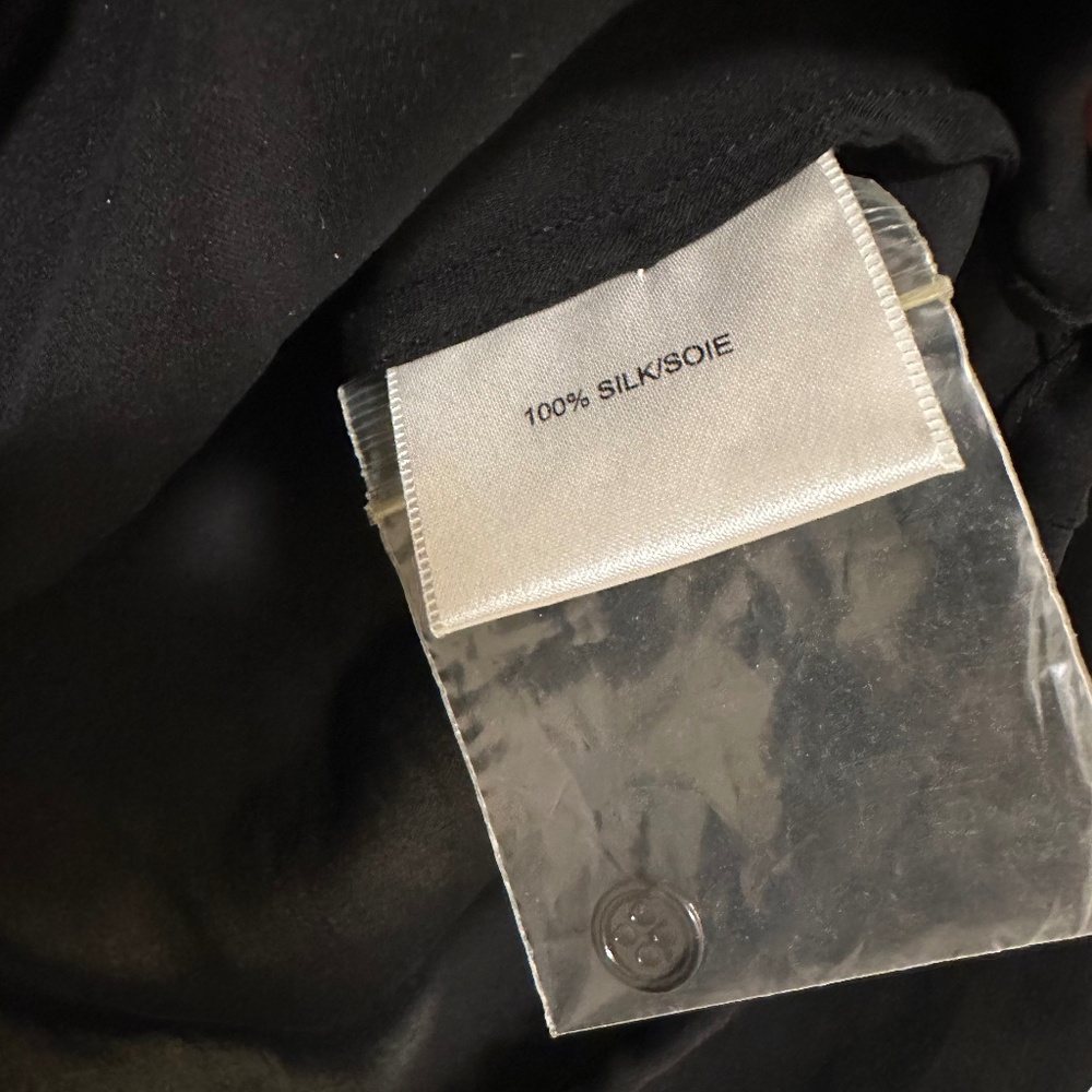 NWOT Haute Hippie Long Sleeve Tie Details Black Blouse 100% Silk XS - Picture 9 of 12
